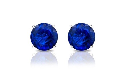 2.00 CTTW Round Cut Sapphire Studs 