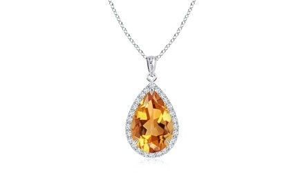 4.00 CTTW Genuine Citrine Gemstone Pear Cut Necklace