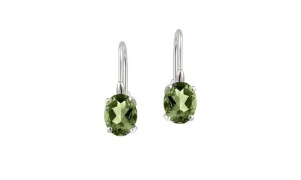 2.00 CTTW Genuine Peridot Oval Leverback Earrings in 18k white gold 