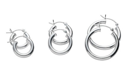 3 Pack Italian Hoop Earrings in sterling silver