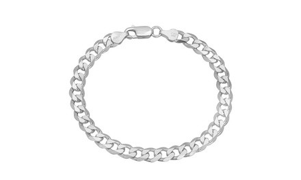 Italian Mens Solid Sterling Silver 150 Gauge Curb Bracelet