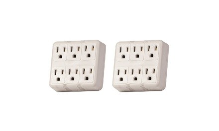 6 Grounded Outlet Wall Plug Adaptor (Pack of 2)