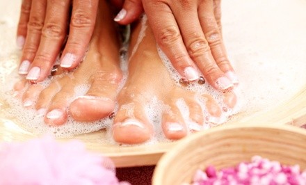 One Shellac Manicure or Deluxe Pedicure at Defy Hair & Esthetics Salon (Up to 52% Off) 