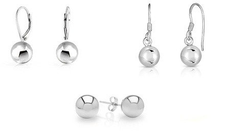 Set of 3 Italian Solid Sterling Silver Earring Set