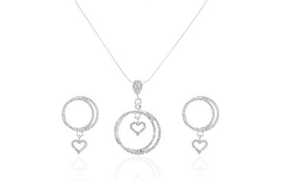 One, Two, or Three Eternal Love Hearts Earrings and Necklace Sets from Novadab (Up to 83% Off) 
