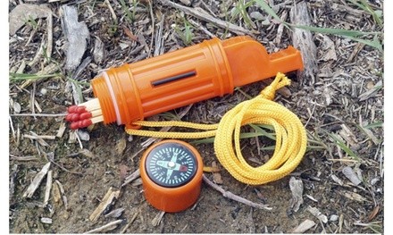 5-IN-1 Orange Survival Whistle with Lanyard
