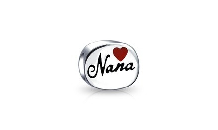Bling Jewelry Red Oval Love Enamel Heart Nana Bead Charm .925 Sterling