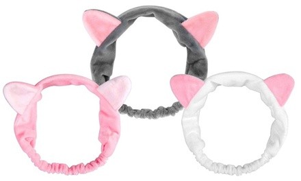 Elastic Velvet Cat Ear Hair Band - 3 Pack