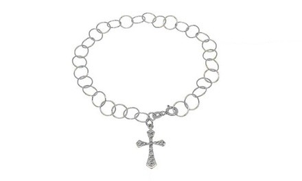 Italian Made Sterling Silver Cross Charm Anklets