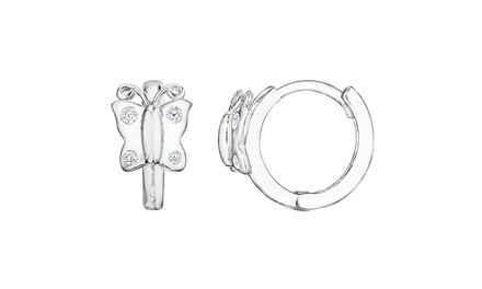 Kids' Butterfly Huggie Earrings in 14K Gold Plating