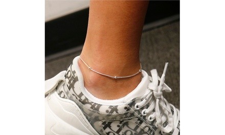 Italian Sterling Silver Beaded Anklets