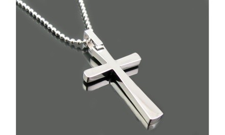 Men's Stainless Steel Cross Pendant With 24