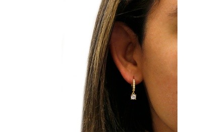 Crystal Huggie Hoop Drop Earrings Made With Swarovski Elements