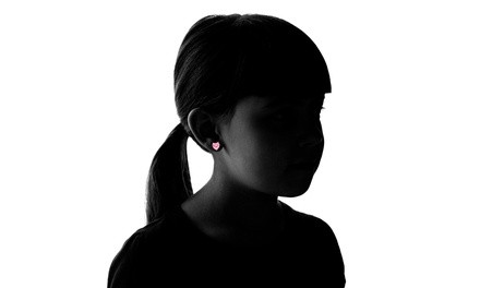 Set of 3 White Pink and Blue Crystal Heart Stud Earrings in Sterling Silver