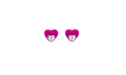Children's Sterling Silver And Pink Enamel Hypoallergenic Heart Stud Earrings