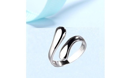 925 Sterling Silver Water Drop Adjustable Ring