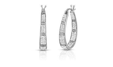 White Swarovski Elements Crsytal Hoops in 18k White Gold