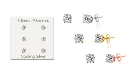 Set of 3 Kid's Swarovski Crystal Stud Earring Collection