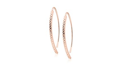 Sterling Silver Diamond Cut Threader Earrings in 18K Gold or Rose Gold