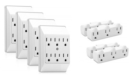 8 Pack Grounded Wall Outlets - 3 & 6 Outlets  