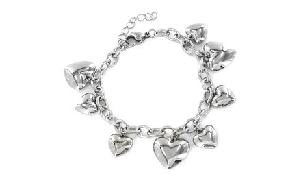 Stainless Steel Heart Charm Bracelet
