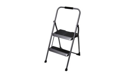 Werner 2-Step 225 lbs. Capacity Gray Steel Foldable Step Stool