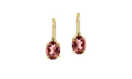 2.00 CTTW Genuine Garnet Oval Leverback Earrings in 18k Yellow gold