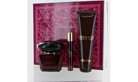 Crystal Noir By Versace 3 Piece Gift Set - 3.0 Oz  Eau De Toilette New For Women