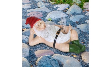 Exhart Good Time Naked Rain Gauge Gnome, 6 by 14 Inches