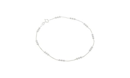 Italian Sterling Silver Box and Bead Anklet