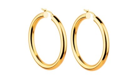 14K Solid Gold 30mm Thick High-Polish Hoops