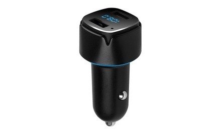 Black Dual USB Digital Display Bluetooth Car Charger FM Transmitter