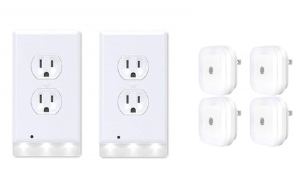 Outlet Cover with LED Sensor (2-Pack) & Plug-In LED Sensor Light Set (4-Pack)