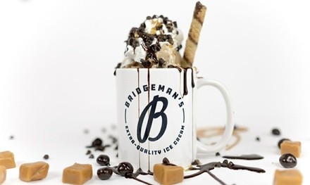 $3.50 for $5 Toward Ice Cream, Sundaes, and Shakes for Takeout or Dine-In at Bridgeman's Ice Cream