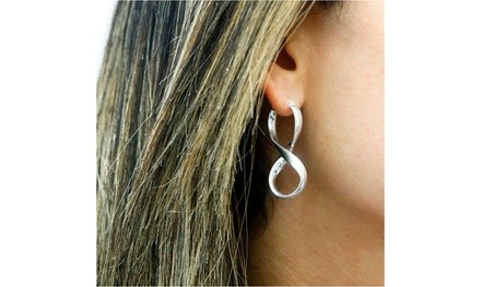 Italian Solid Sterling Silver Infinity Hoop Earrings