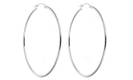 Sterling Silver Large 50MM Classic French Lock Hoops