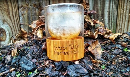 7oz. Whiskey Tumbler/Tea Cup Double wall glass bamboo base sold by Wabi Sabi Perfection