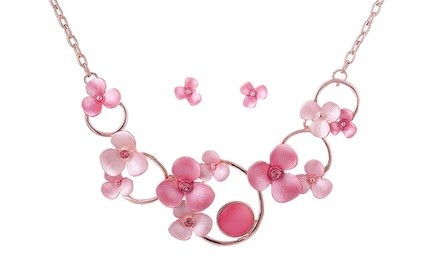 One, Two, or Three Cherry Blossom Necklace and Earring Sets from Novadab (Up to 83% Off)