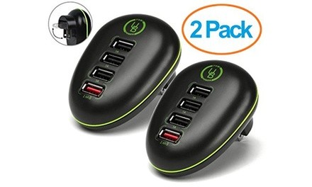 Yubi Power Quad-Port Travel USB & Wall Charger (2-Pack)