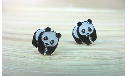 Children's Sterling Silver Panda Bear Stud Earrings