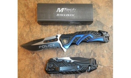 BALLISTIC Assisted Opening Rescue POLICE BLACK Glass Breaker RESCUE Knife