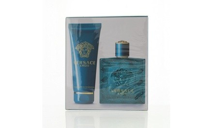 Versace Eros By Versace 3.4 Oz Edt Spray 2 Piece Gift Set For Men