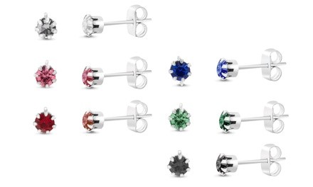 Lesa Michele Colored Cubic Zirconia 6 Piece Girls Earring Set 