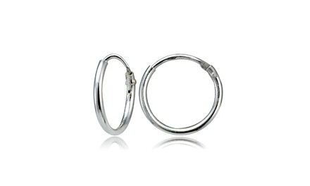 Sterling Silver High Polished 10mm Endless Tiny Hoop Earrings