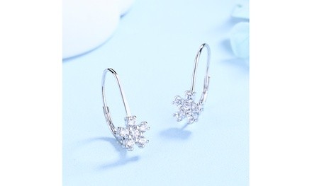 Sterling Silver and 18k Gold Swarovski Crystal Leverback Earring