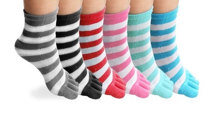 N' POLAR Striped Children's Toe Socks (6 Pair)