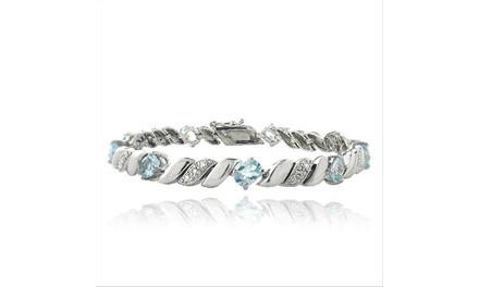 5ct Blue Topaz & Diamond Accent San Marco Bracelet
