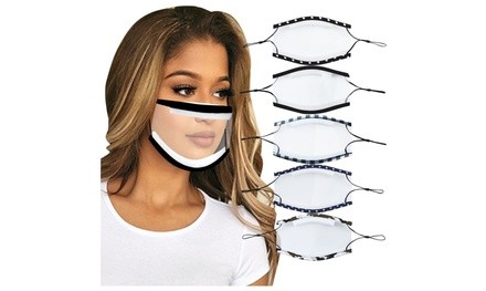 5PCS Prints Mask With Clear Window Visible Expression Face Cover