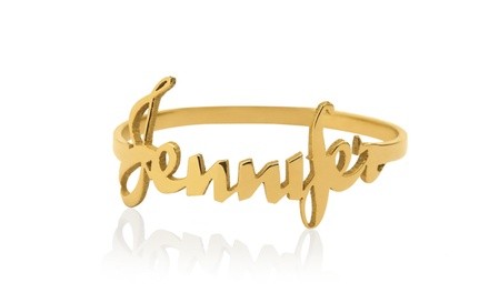 Personalized Silver- or Gold-Plated Jennifer-Style Name Ring from MonogramHub (Up to 77% Off)