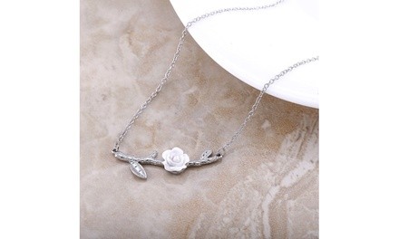 Flower rose Sideways Necklace